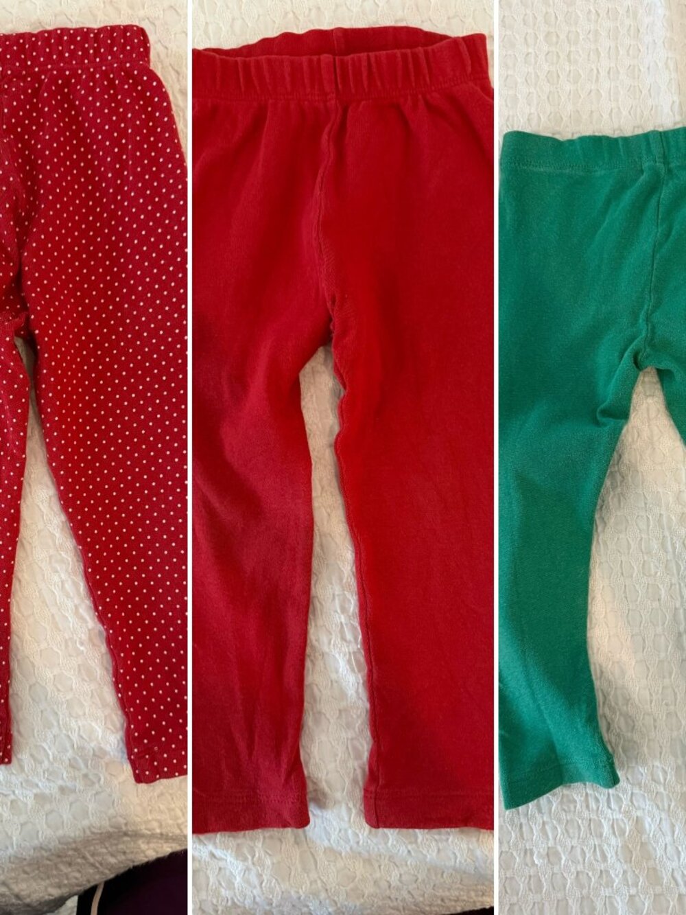 Luigi Kids Leggings Bundle of 3 Size 24M/2T Red Green Polka Dot Christmas
